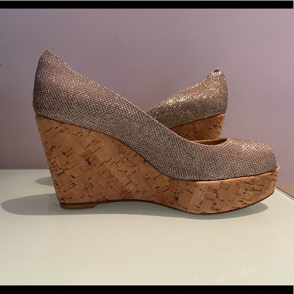 STUART WEITZMAN SILVERY WEDGES size 7 1/2
